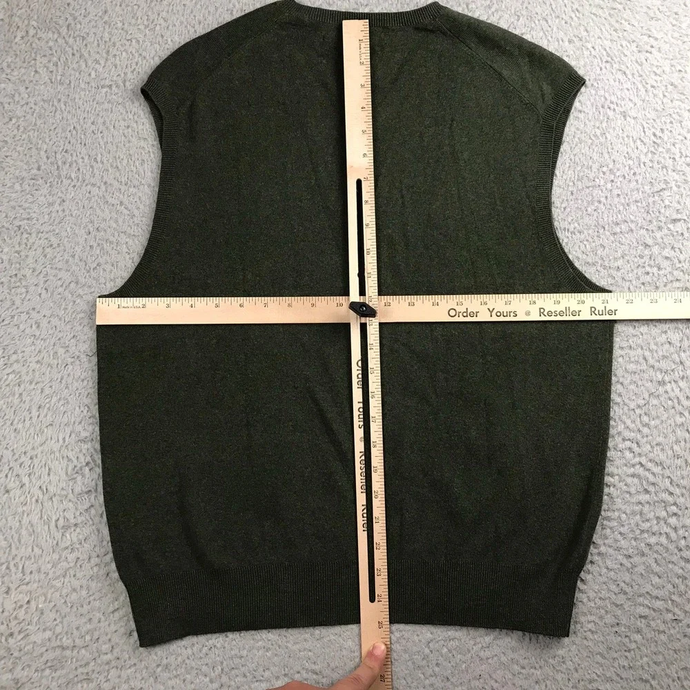Polo Ralph Lauren Sweater Vest Mens L Green Pima Cotton Knit V-Neck Pony Logo